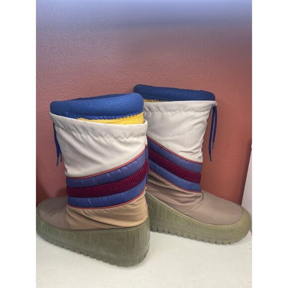 VINTAGE retro 1970s Winter Snow Boots Wedge 9.5 - Picture 3 of 9